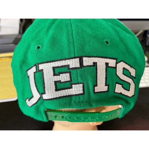 Vintage 90s New York Jets American Needle 100% Wool Blockhead Snapback Hat